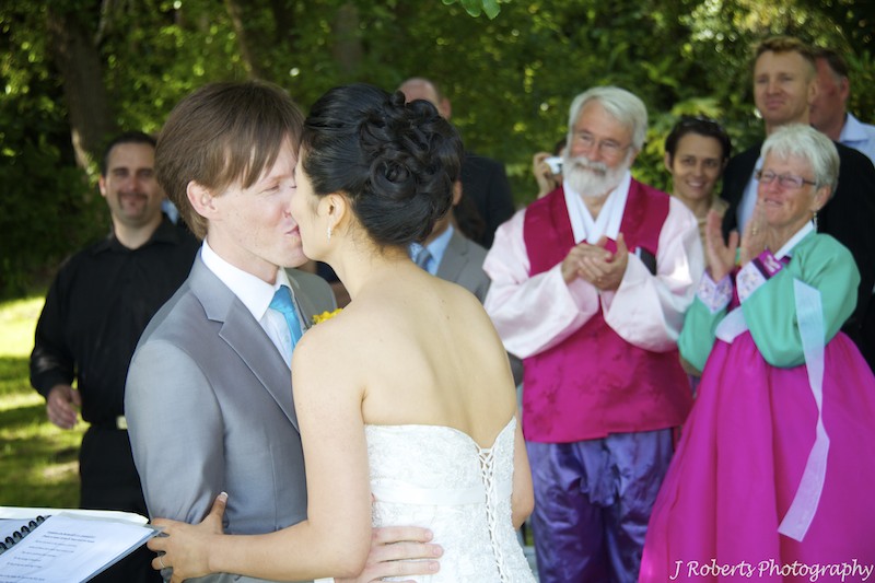 Bride & Groom first kiss - wedding photography